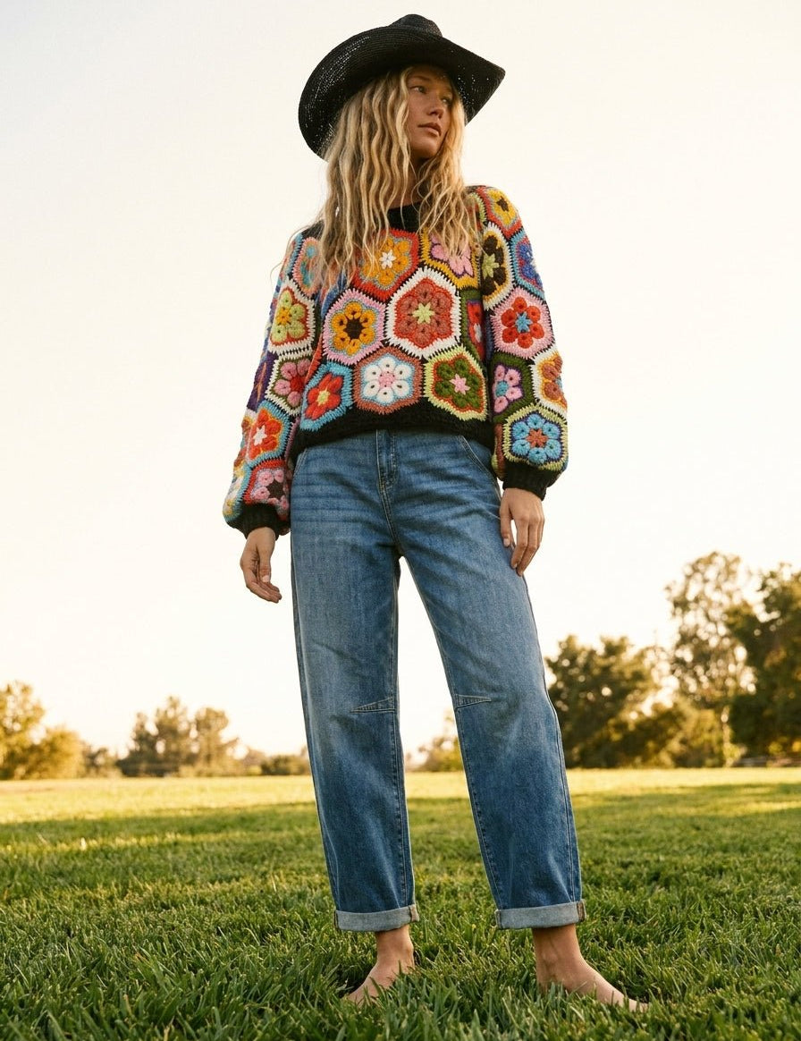 Eve Loose Fit Roll Up Barrel - Leg Denim Jeans - Westly
