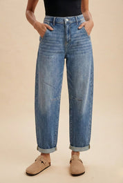 Eve Loose Fit Roll Up Barrel - Leg Denim Jeans - Westly