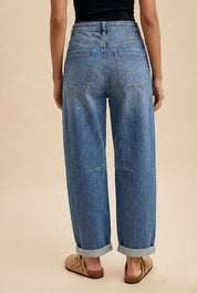 Eve Loose Fit Roll Up Barrel - Leg Denim Jeans - Westly