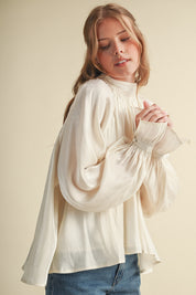 Evening Post Satin Tie Back Blouse in Cream, photo 4