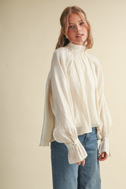 Evening Post Satin Tie Back Blouse in Cream, photo 5