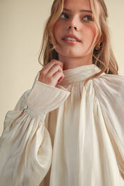 Evening Post Satin Tie Back Blouse in Cream, photo 7