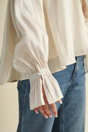 Evening Post Satin Tie Back Blouse in Cream, photo 11