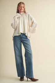 Evening Post Satin Tie Back Blouse in Cream, photo 12