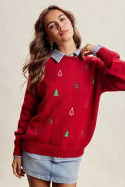 Evergreen Embroidered Christmas Sweater - Westly