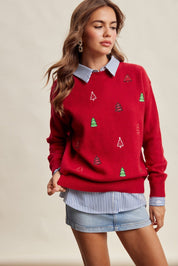 Evergreen Embroidered Christmas Sweater - Westly