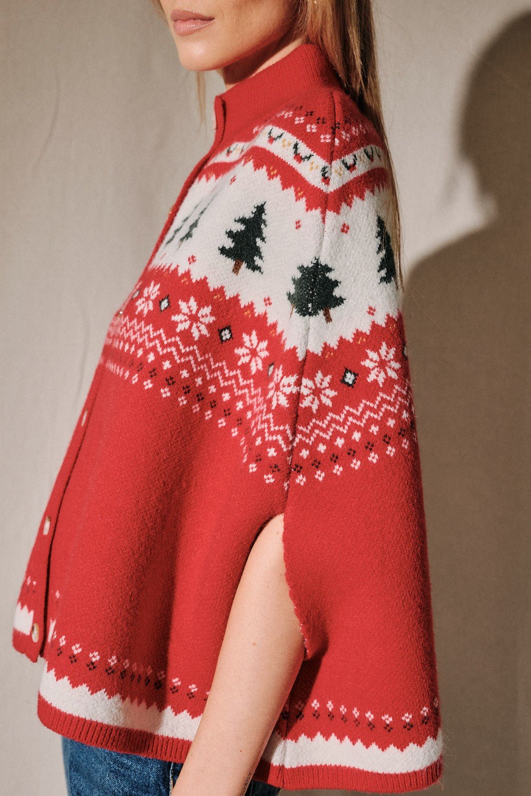 Evergreen Eve Fair Isle Sweater Cape - Westly