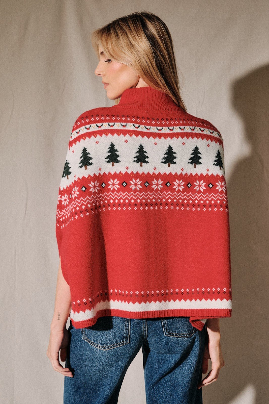 Evergreen Eve Fair Isle Sweater Cape - Westly
