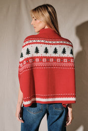 Evergreen Eve Fair Isle Sweater Cape - Westly