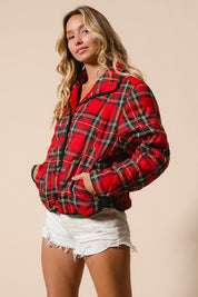 Evergreen Evening Quilted Plaid Jacket - Red Multi