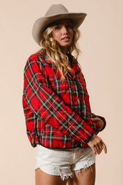 Evergreen Evening Quilted Plaid Jacket - Red Multi