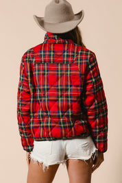 Evergreen Evening Quilted Plaid Jacket - Red Multi