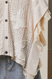 Everly Butterfly Patch Ruffle Sleeve Lace Knit Cardigan - Westly