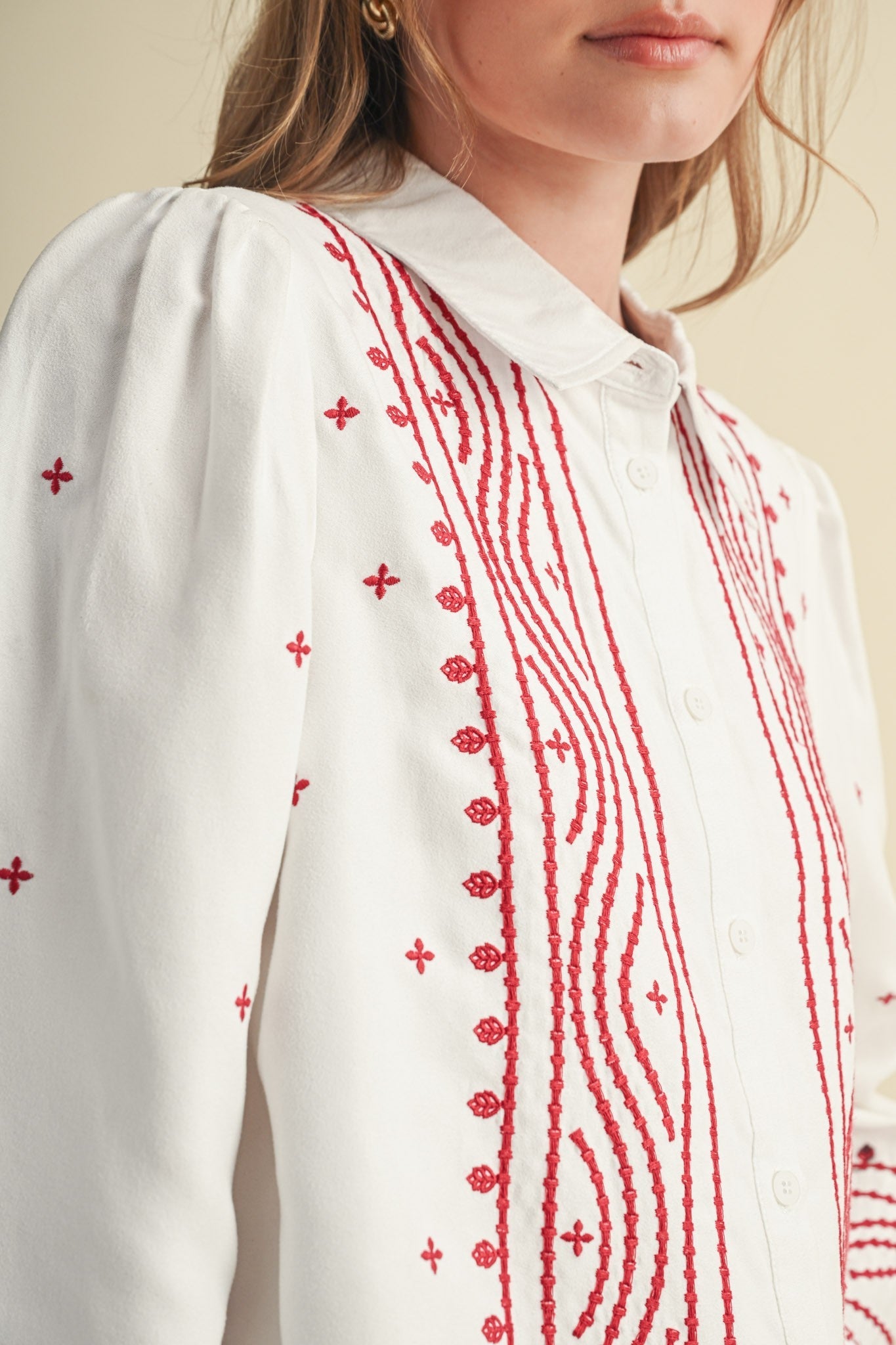 Fable Stitch Embroidered Faux Suede Shirt - Westly