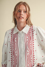 Fable Stitch Embroidered Faux Suede Shirt - Westly