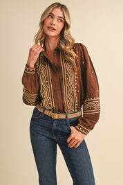 Fable Stitch Embroidered Faux Suede Shirt - Westly