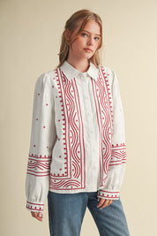 Fable Stitch Embroidered Faux Suede Shirt - Westly