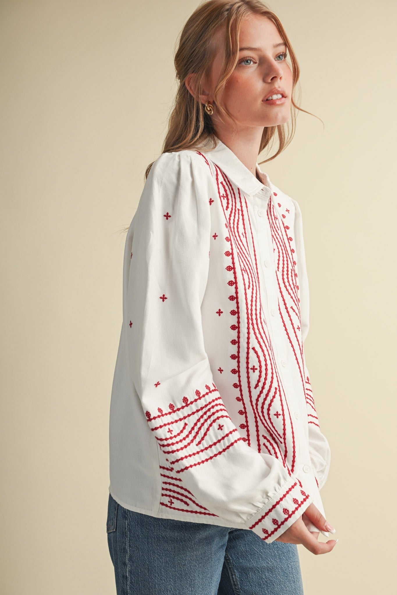 Fable Stitch Embroidered Faux Suede Shirt - Westly
