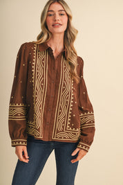 Fable Stitch Embroidered Faux Suede Shirt - Westly