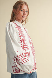 Fable Stitch Embroidered Faux Suede Shirt - Westly