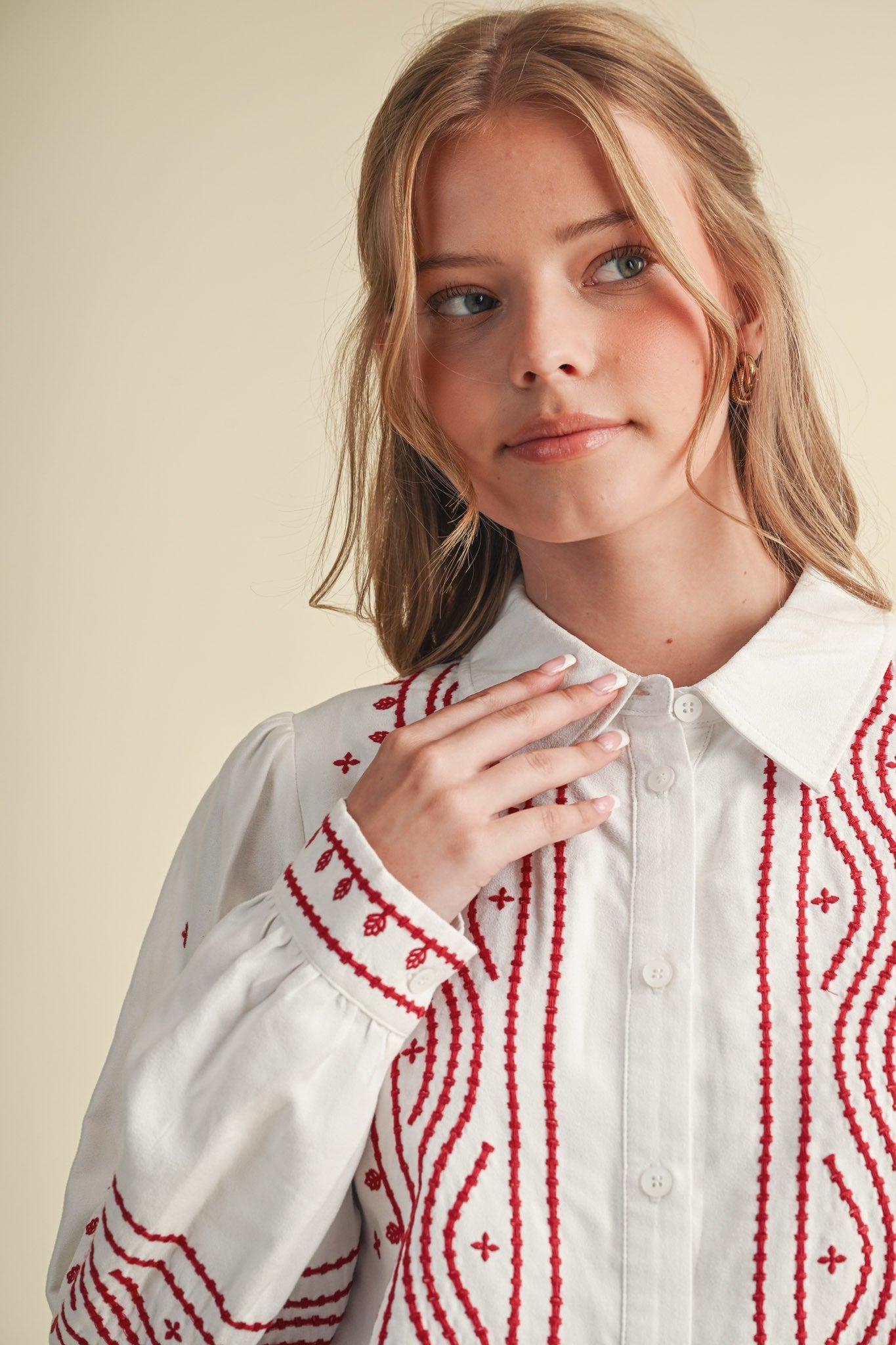 Fable Stitch Embroidered Faux Suede Shirt - Westly