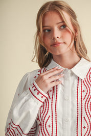 Fable Stitch Embroidered Faux Suede Shirt - Westly