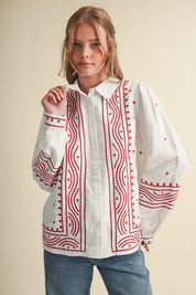 Fable Stitch Embroidered Faux Suede Shirt - Westly