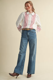 Fable Stitch Embroidered Faux Suede Shirt - Westly