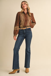 Fable Stitch Embroidered Faux Suede Shirt - Westly