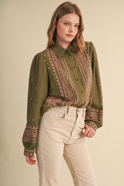 Fable Stitch Embroidered Faux Suede Shirt - Westly