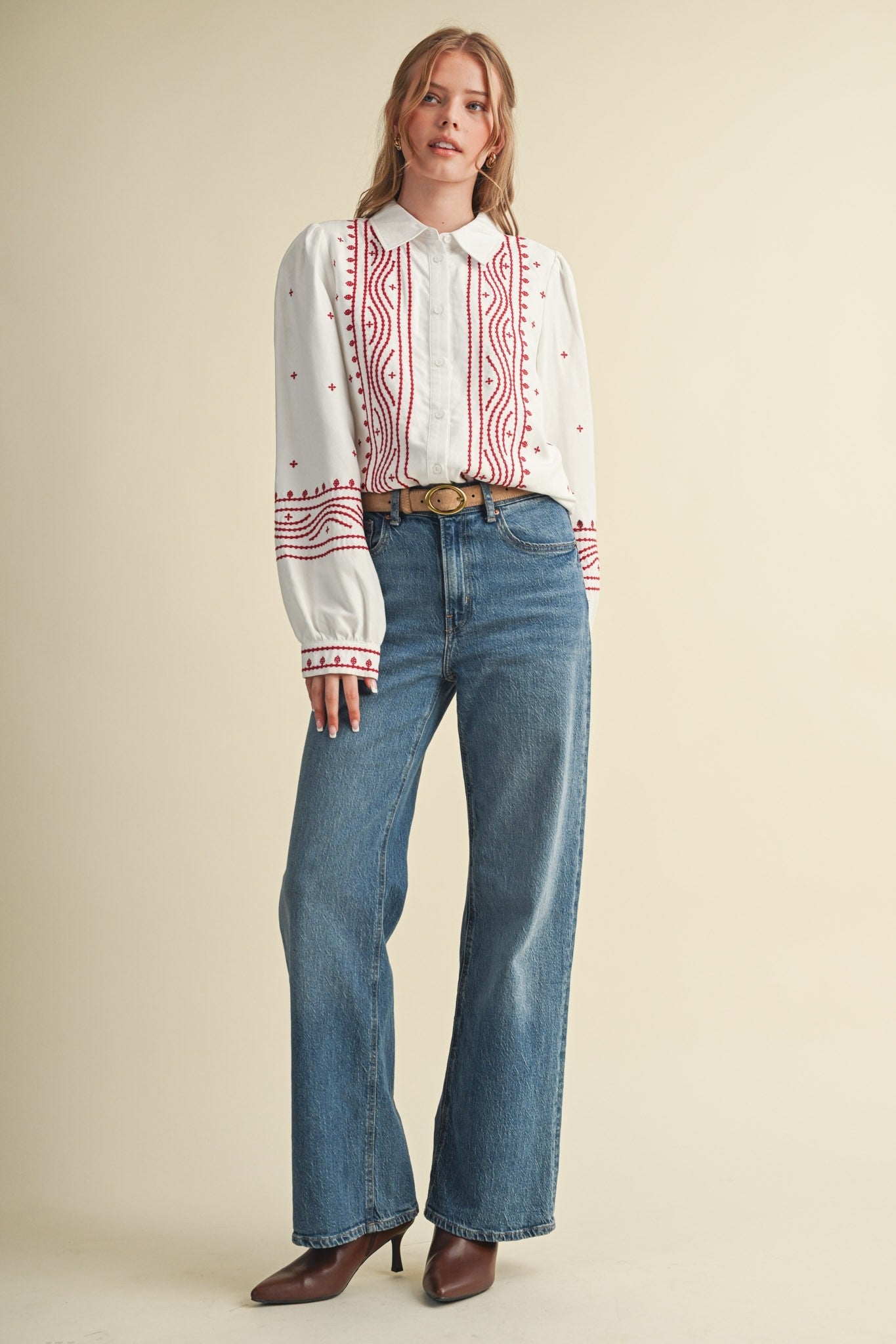 Fable Stitch Embroidered Faux Suede Shirt - Westly