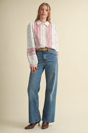 Fable Stitch Embroidered Faux Suede Shirt - Westly