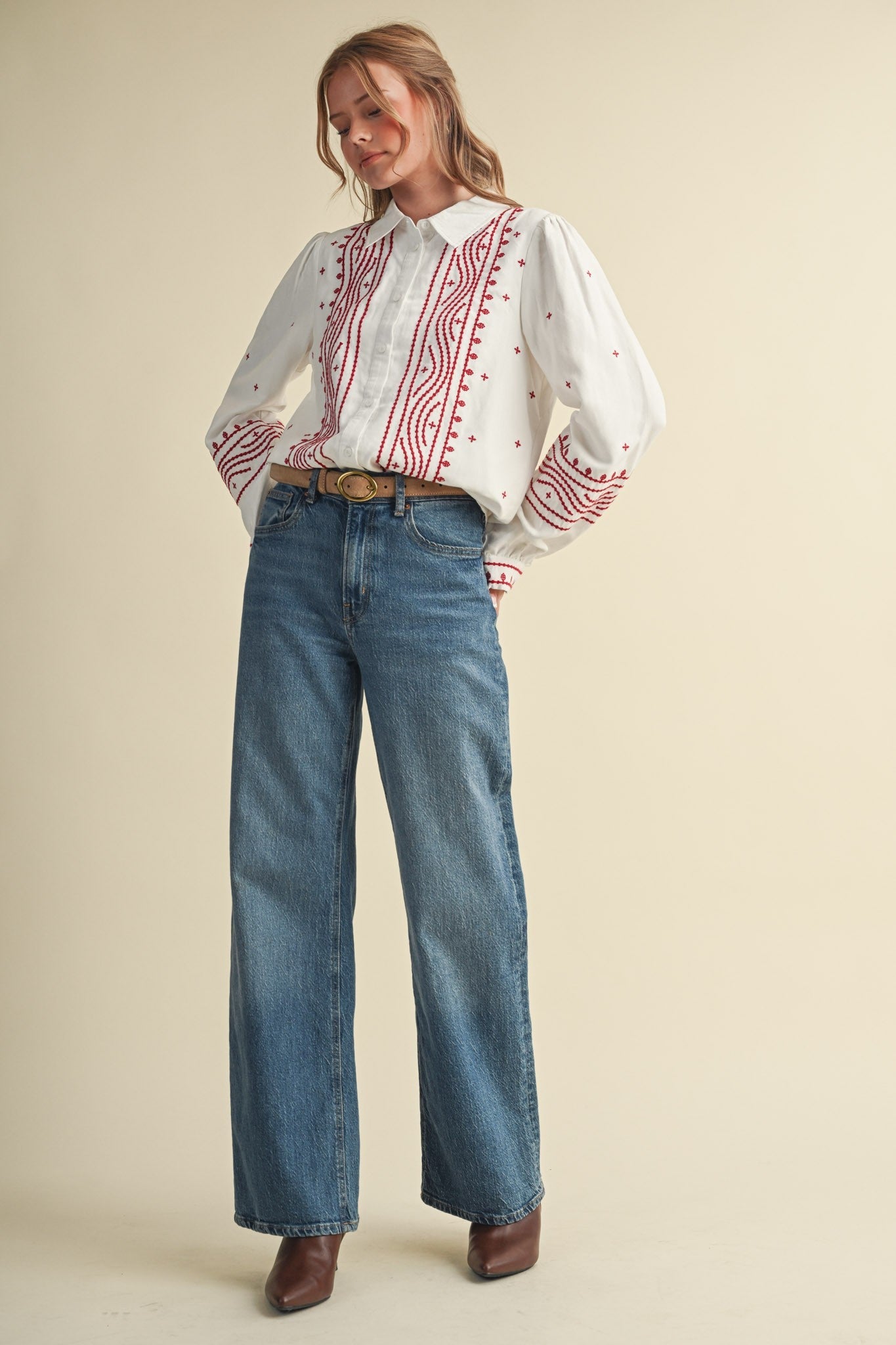 Fable Stitch Embroidered Faux Suede Shirt - Westly
