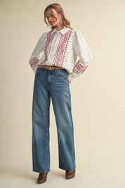 Fable Stitch Embroidered Faux Suede Shirt - Westly