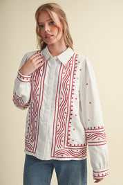 Fable Stitch Embroidered Faux Suede Shirt - Westly