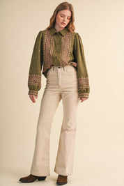Fable Stitch Embroidered Faux Suede Shirt - Westly