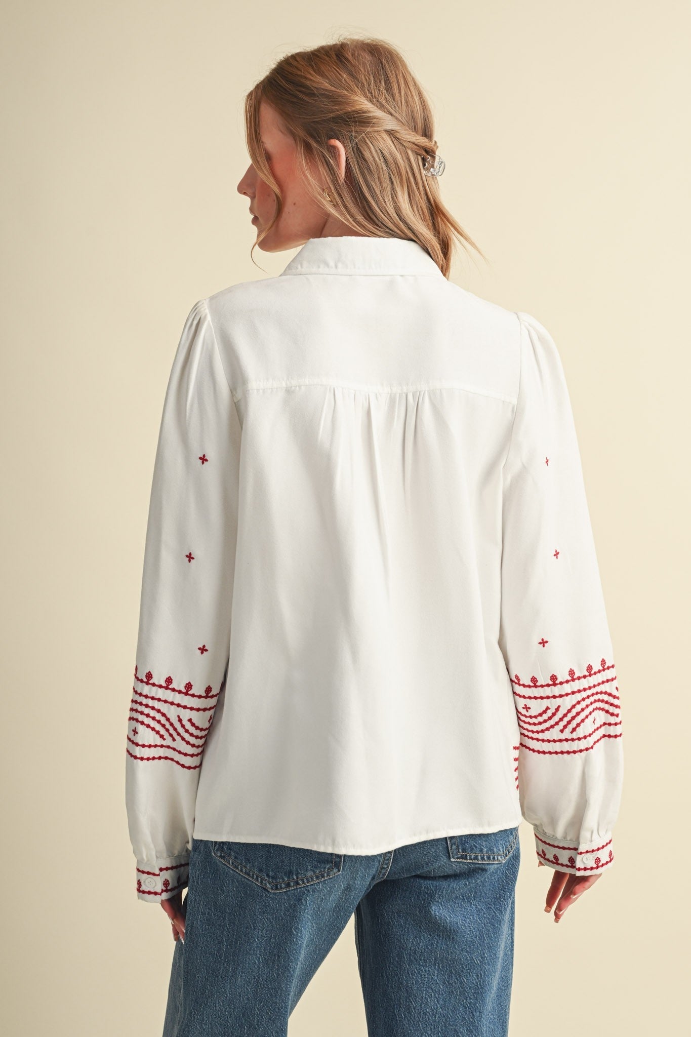 Fable Stitch Embroidered Faux Suede Shirt - Westly
