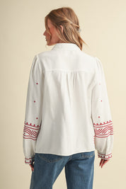 Fable Stitch Embroidered Faux Suede Shirt - Westly