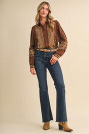 Fable Stitch Embroidered Faux Suede Shirt - Westly