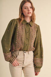 Fable Stitch Embroidered Faux Suede Shirt - Westly