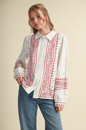 Fable Stitch Embroidered Faux Suede Shirt - Westly