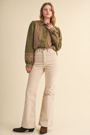 Fable Stitch Embroidered Faux Suede Shirt - Westly