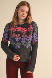 Fading Bloom Ombré Floral Sweater in Brown Multi - product photo 1
