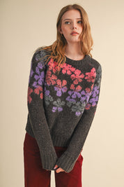 Fading Bloom Ombré Floral Sweater in Brown Multi - product photo 5