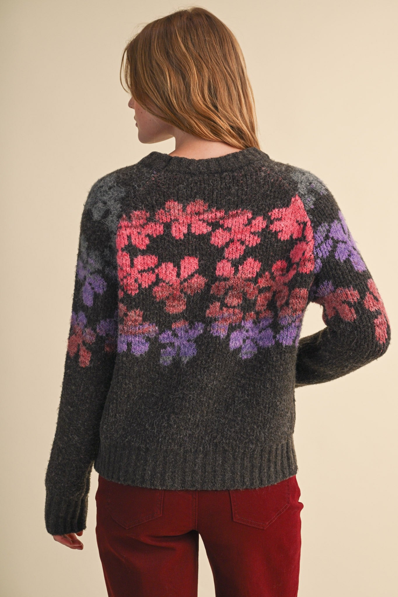 Fading Bloom Ombré Floral Sweater in Brown Multi - product photo 7