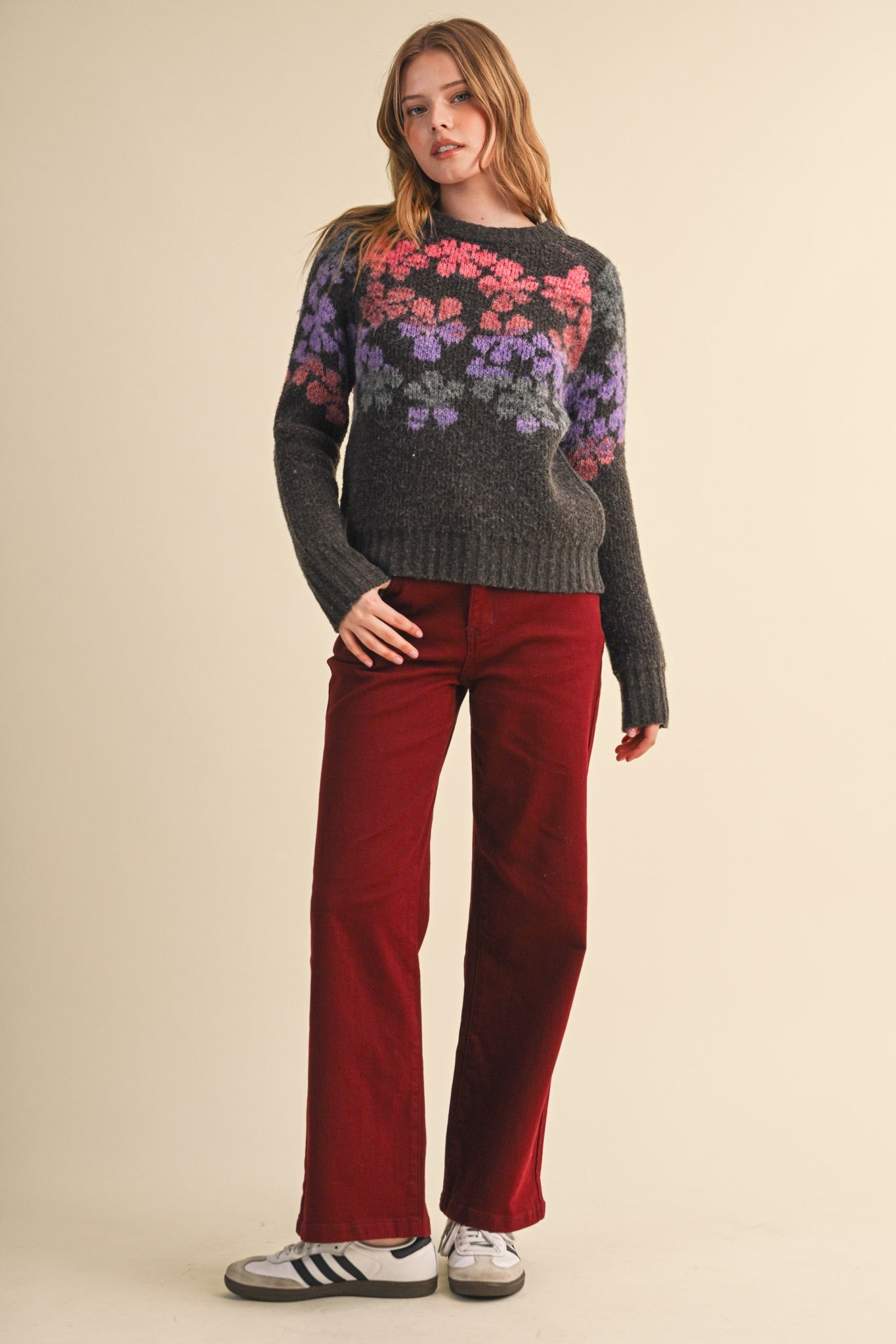 Fading Bloom Ombré Floral Sweater in Brown Multi - product photo 8