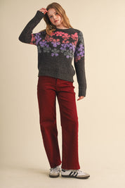 Fading Bloom Ombré Floral Sweater in Brown Multi - product photo 9