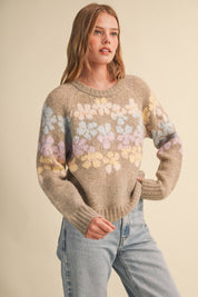 Fading Bloom Ombré Floral Sweater in Mocha Multi - product photo 3
