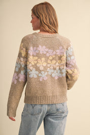 Fading Bloom Ombré Floral Sweater in Mocha Multi - product photo 4
