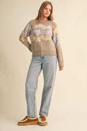 Fading Bloom Ombré Floral Sweater in Mocha Multi - product photo 6